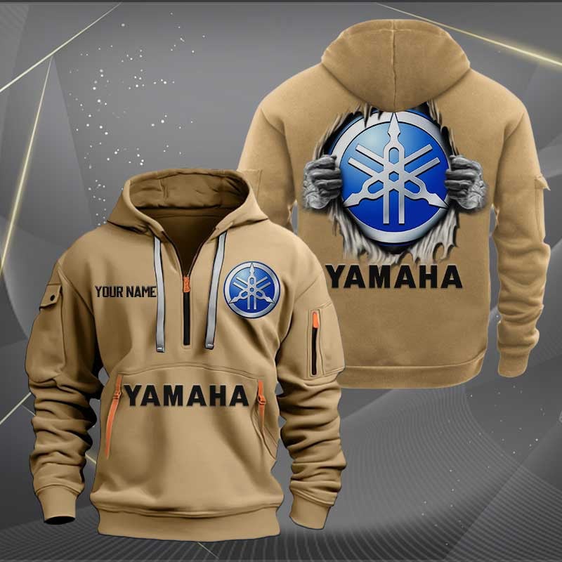 Sportswearmerch Yamaha Blue Motorcycles Personalized Half Zip Hoodie For Fan