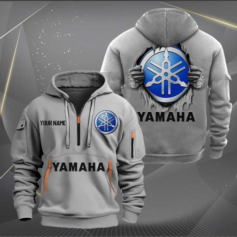Sportswearmerch Yamaha Blue Motorcycles Personalized Half Zip Hoodie For Fan