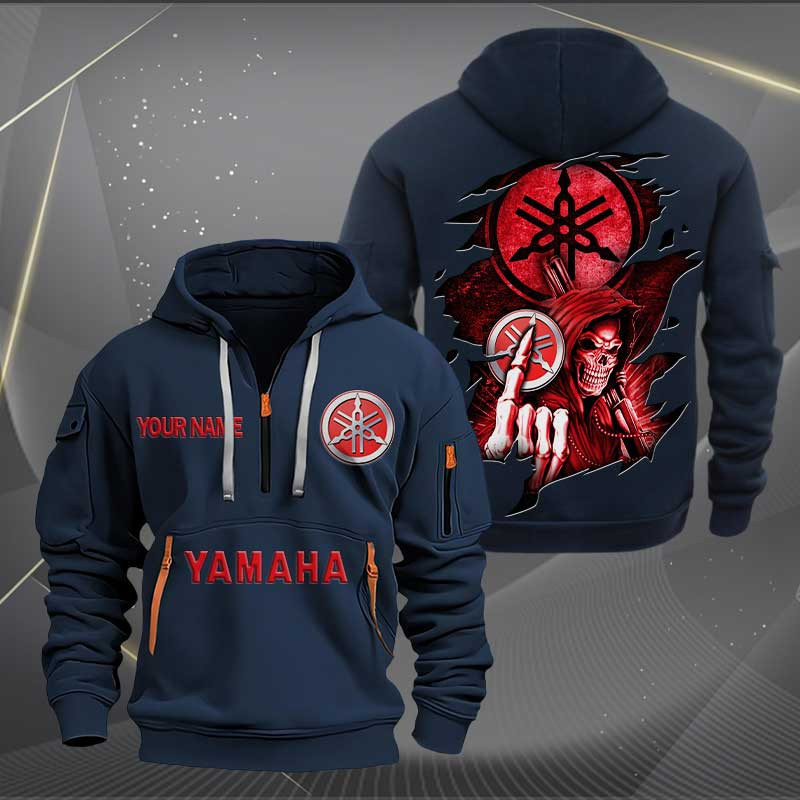 Sportswearmerch Yamaha Motorcycle Personalized Half Zip Hoodie For Fan