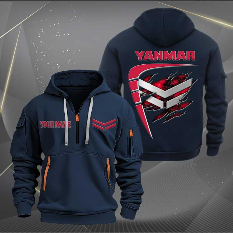 Sportswearmerch Yanmar Tractor Personalized Half Zip Hoodie For Fan