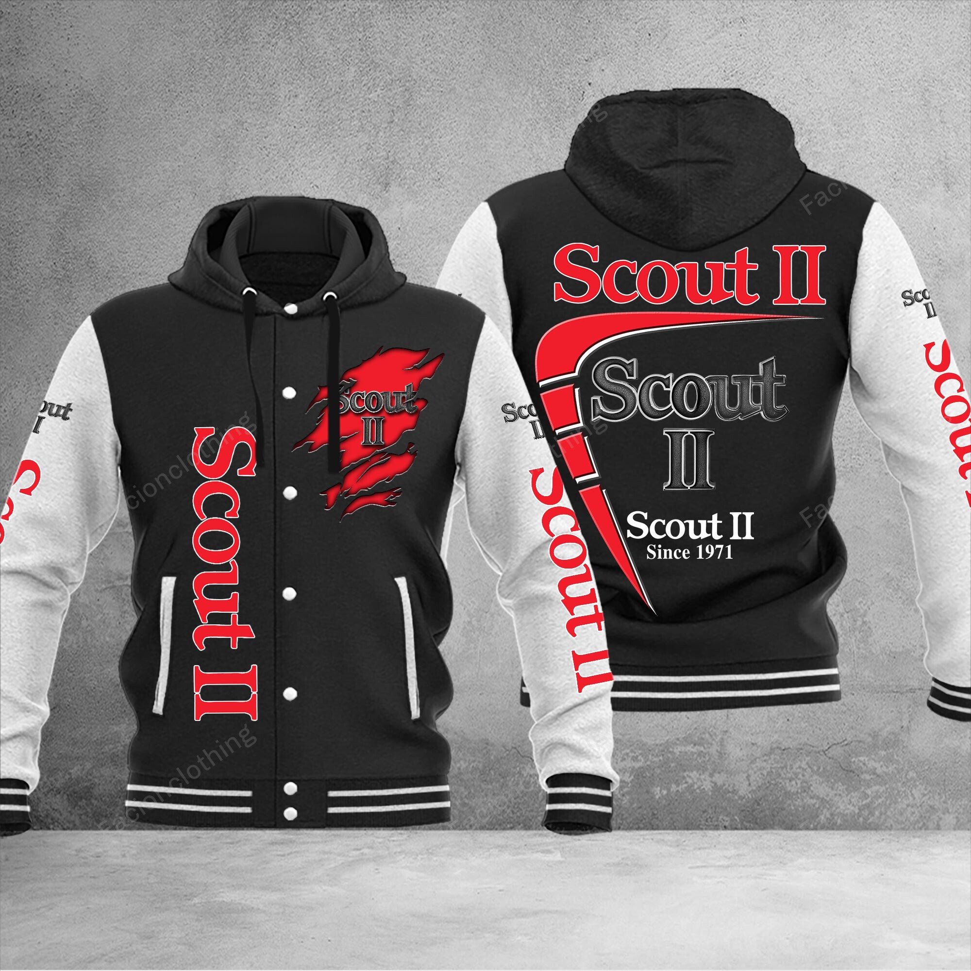 Sportswearmerch 1977 Scout II Car Personalized Hooded Baseball Jacket For Fan