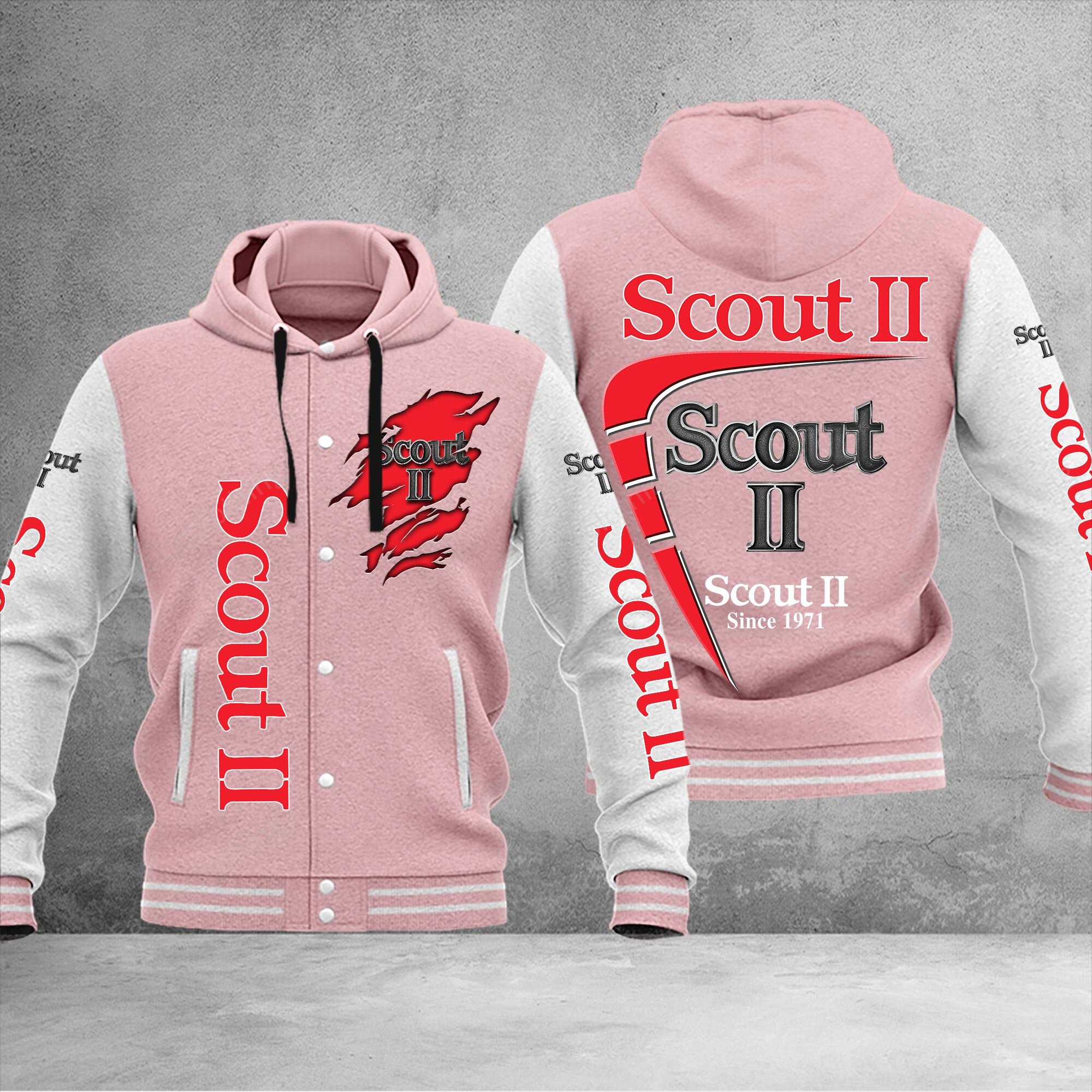 Sportswearmerch 1977 Scout II Car Personalized Hooded Baseball Jacket For Fan