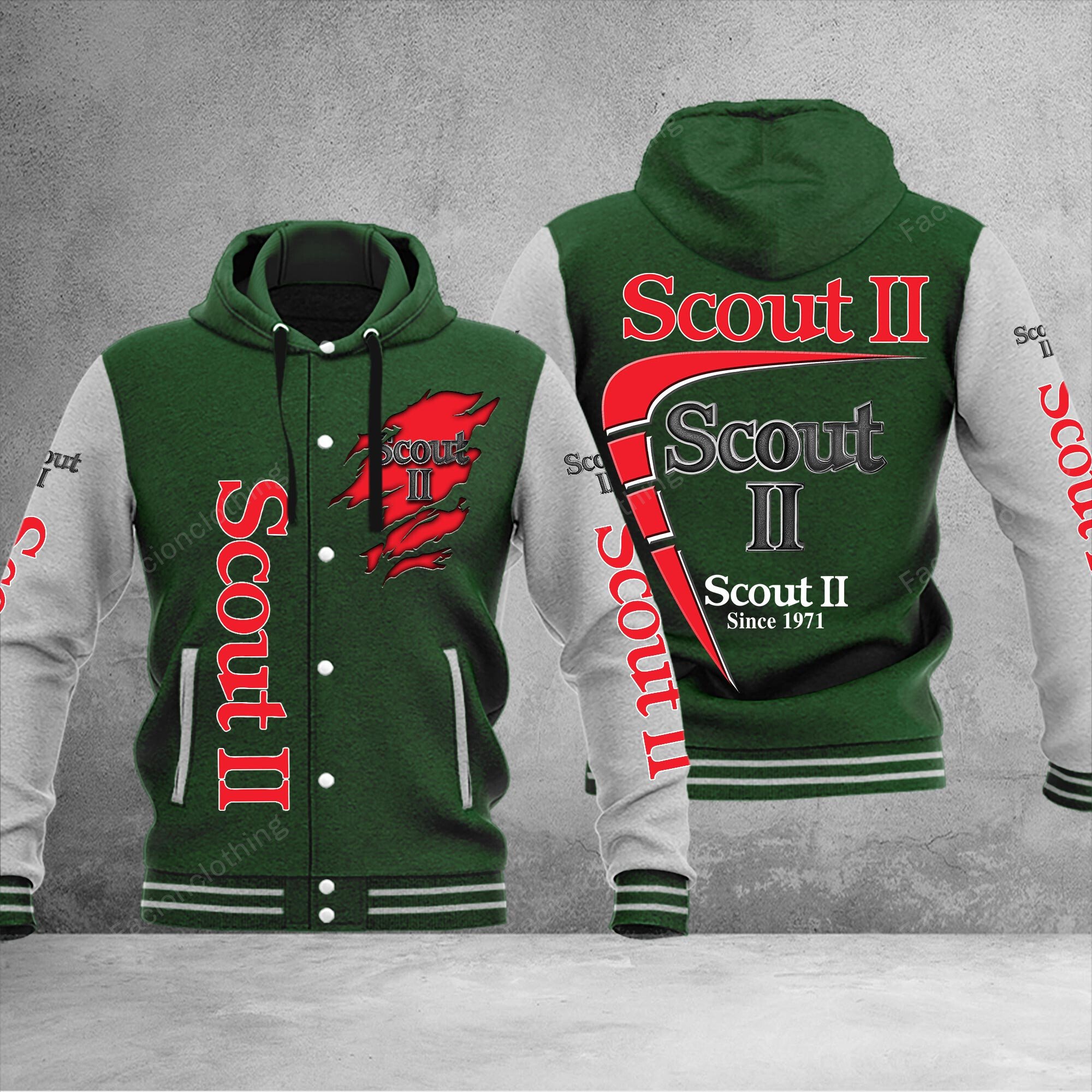 Sportswearmerch 1977 Scout II Car Personalized Hooded Baseball Jacket For Fan