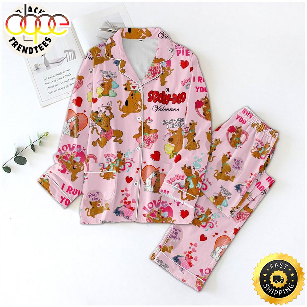Sportswearmerch A Scooby Doo Movie Valentine Mascot Pink Design Christmas Personalized Pajamas For Fan