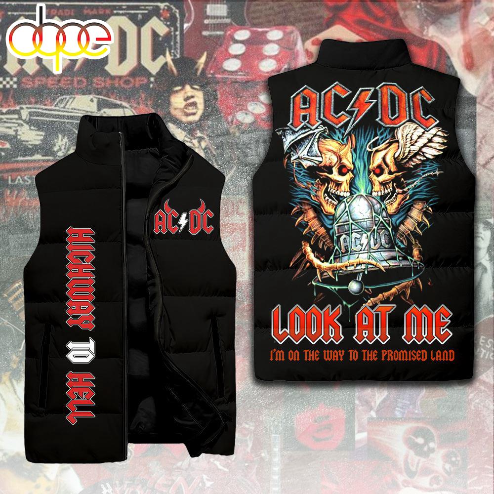 Sportswearmerch AC/DC Music 2D Personalized Sleeveless Puffer Jacket Mery Christmas For Fan