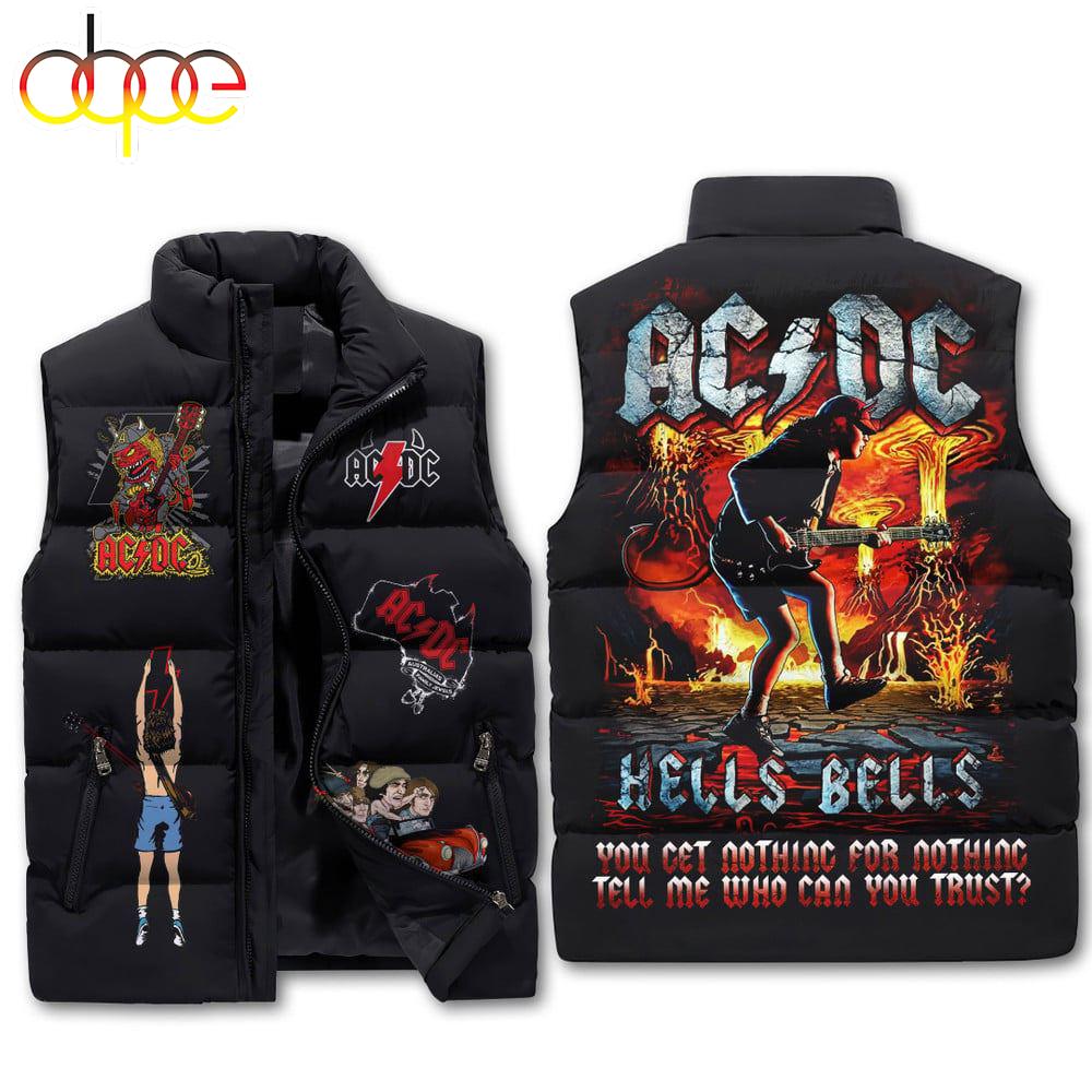 Sportswearmerch AC/DC Music Personalized Sleeveless Puffer Jacket For Fan