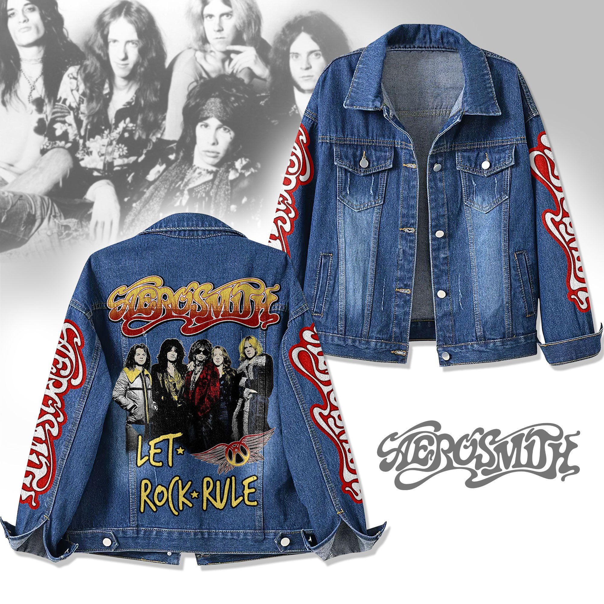 Sportswearmerch Aerosmith Denim Jacket Gift For Fans