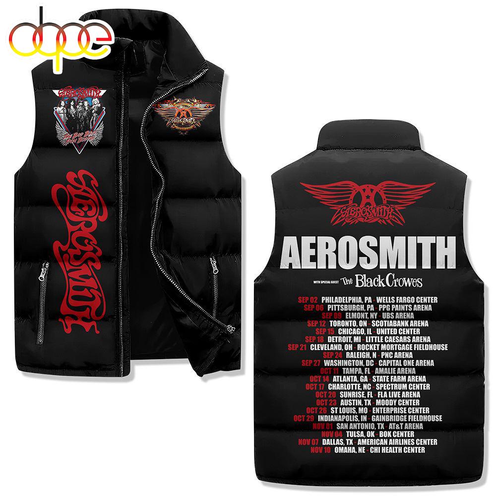 Sportswearmerch Aerosmith Music Personalized Sleeveless Puffer Jacket For Fan
