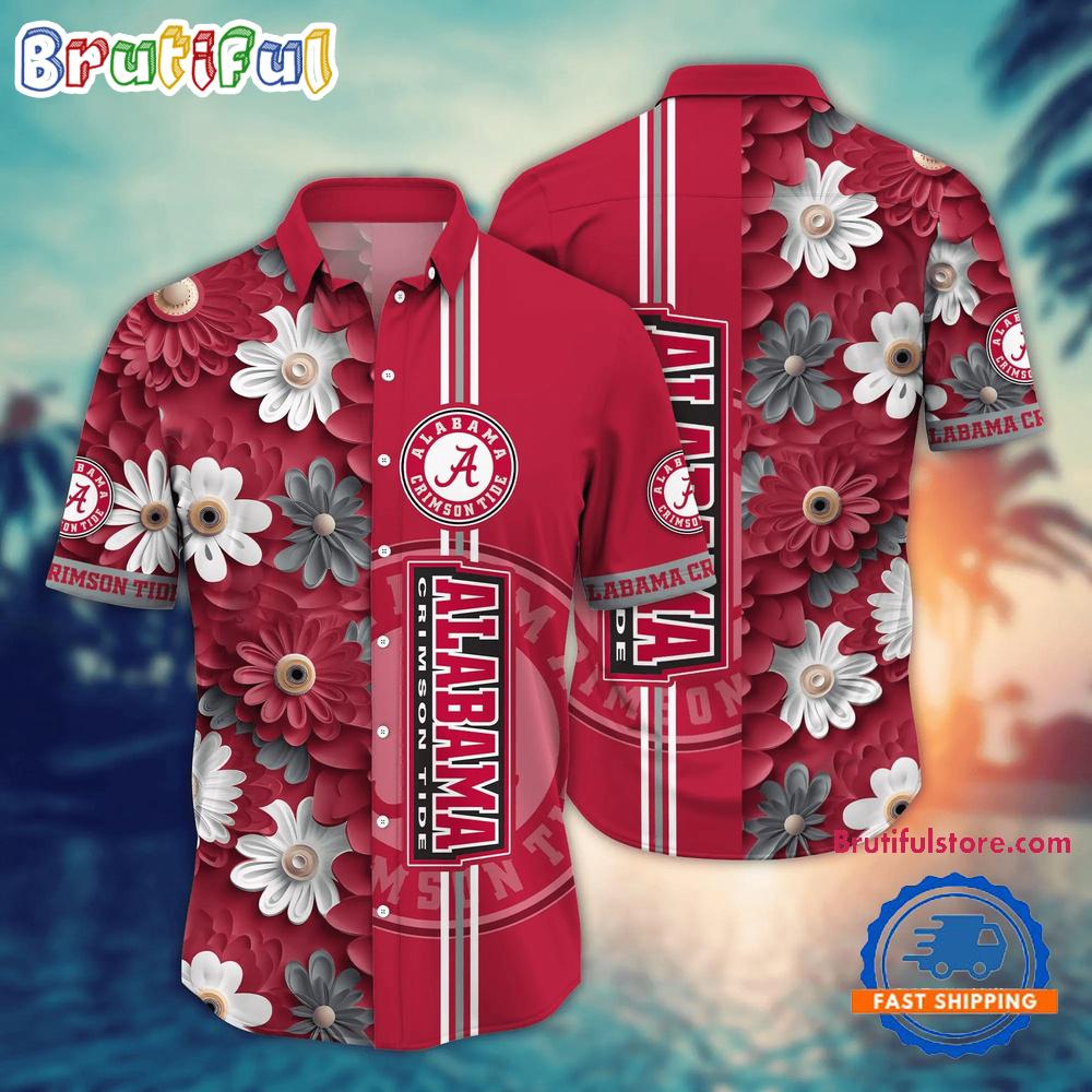 Sportswearmerch Alabama Crimson Tide NCAA Flower Summer Personalized Hawaiian Shirt For Fan