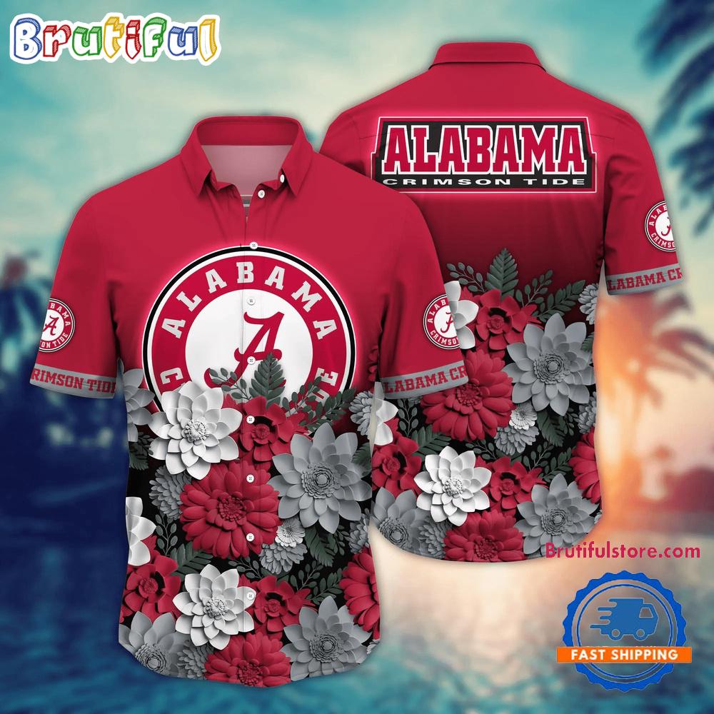 Sportswearmerch Alabama Crimson Tide NCAA Flower Tropical Summer Beach Hawaiian Shirt For Fan