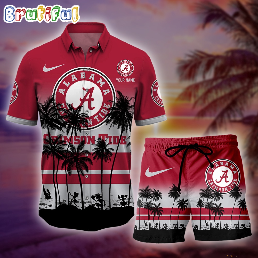 Sportswearmerch Alabama Crimson Tide NCAA Palm Tree Summer Personalized Set Short Set For Fan