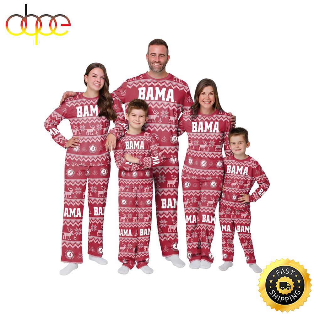 Sportswearmerch Alabama Crimson Tide NCAA Patterns Essentials Christmas Personalized Pajamas For Fan