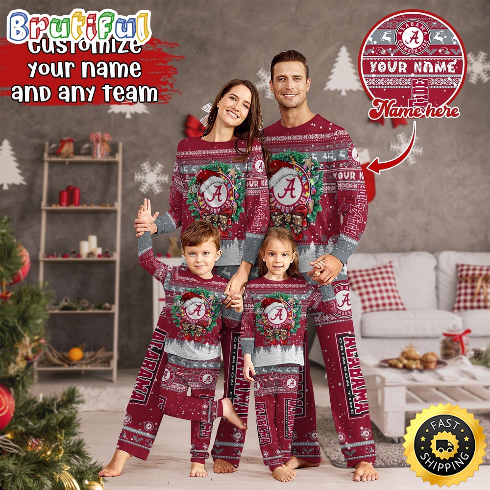 Sportswearmerch Alabama Crimson Tide NCAA Personalized Pajamas Family For Fan