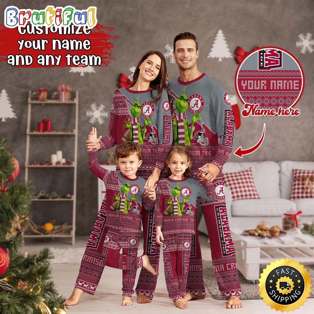 Sportswearmerch Alabama Crimson Tide NCAA Personalized Pajamas Family For Fan