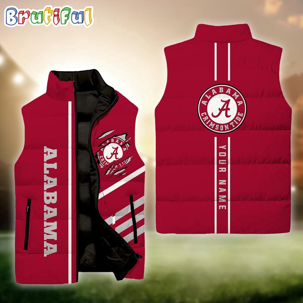 Sportswearmerch Alabama Crimson Tide NCAA Personalized Sleeveless Down Puffer Jacket For Fan