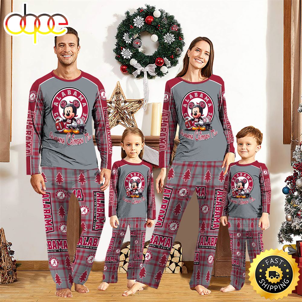 Sportswearmerch Alabama Crimson Tide NCAA x Mickey Mouse Personalized Pajamas Family For Fan