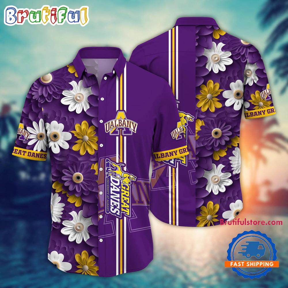 Sportswearmerch Albany Great Danes Flower Summer Personalized Hawaiian Shirt For Fan