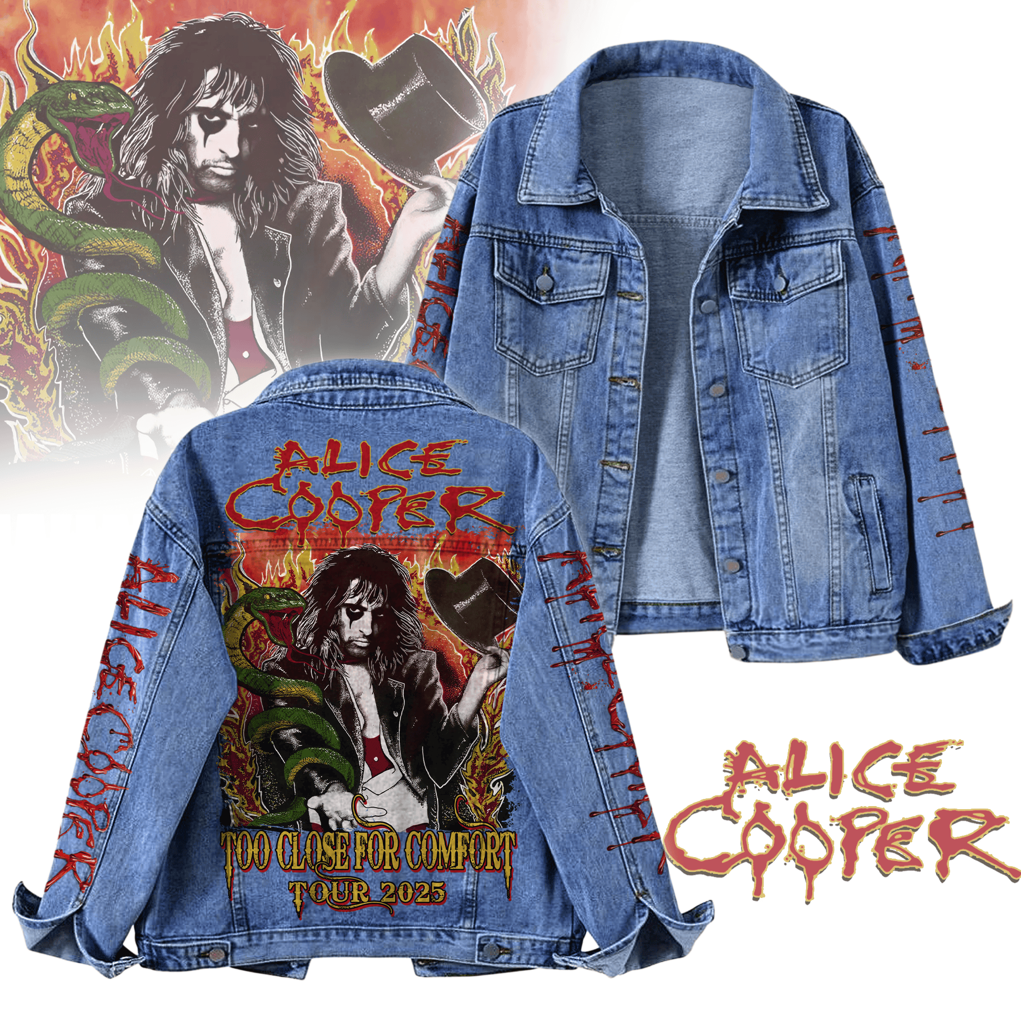 Sportswearmerch  Alice Cooper Denim Jacket Gift For Fans