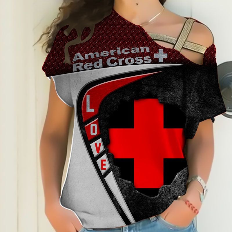 Sportswearmerch American Red Cross Personalized Fashion Strapless Short Sleeve For Fan