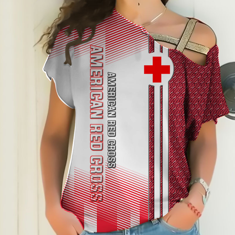 Sportswearmerch American Red Cross Personalized Fashion Strapless Short Sleeve For Fan