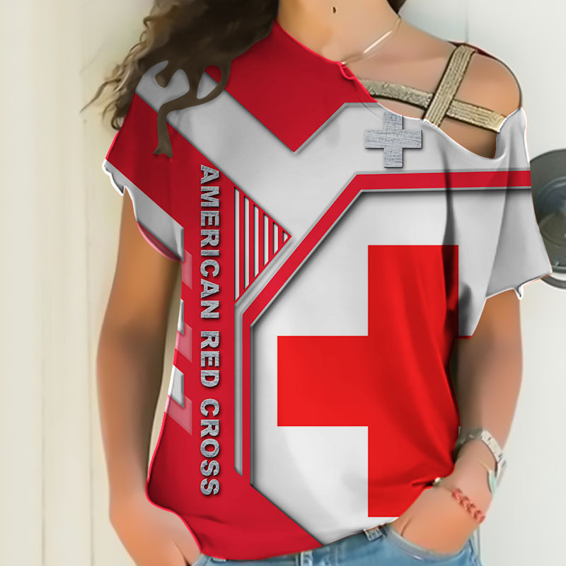 Sportswearmerch American Red Cross Personalized Fashion Strapless Short Sleeve For Fan