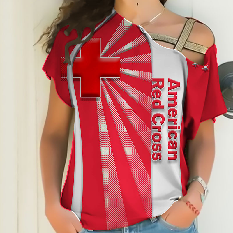 Sportswearmerch American Red Cross Personalized Fashion Strapless Short Sleeve For Fan