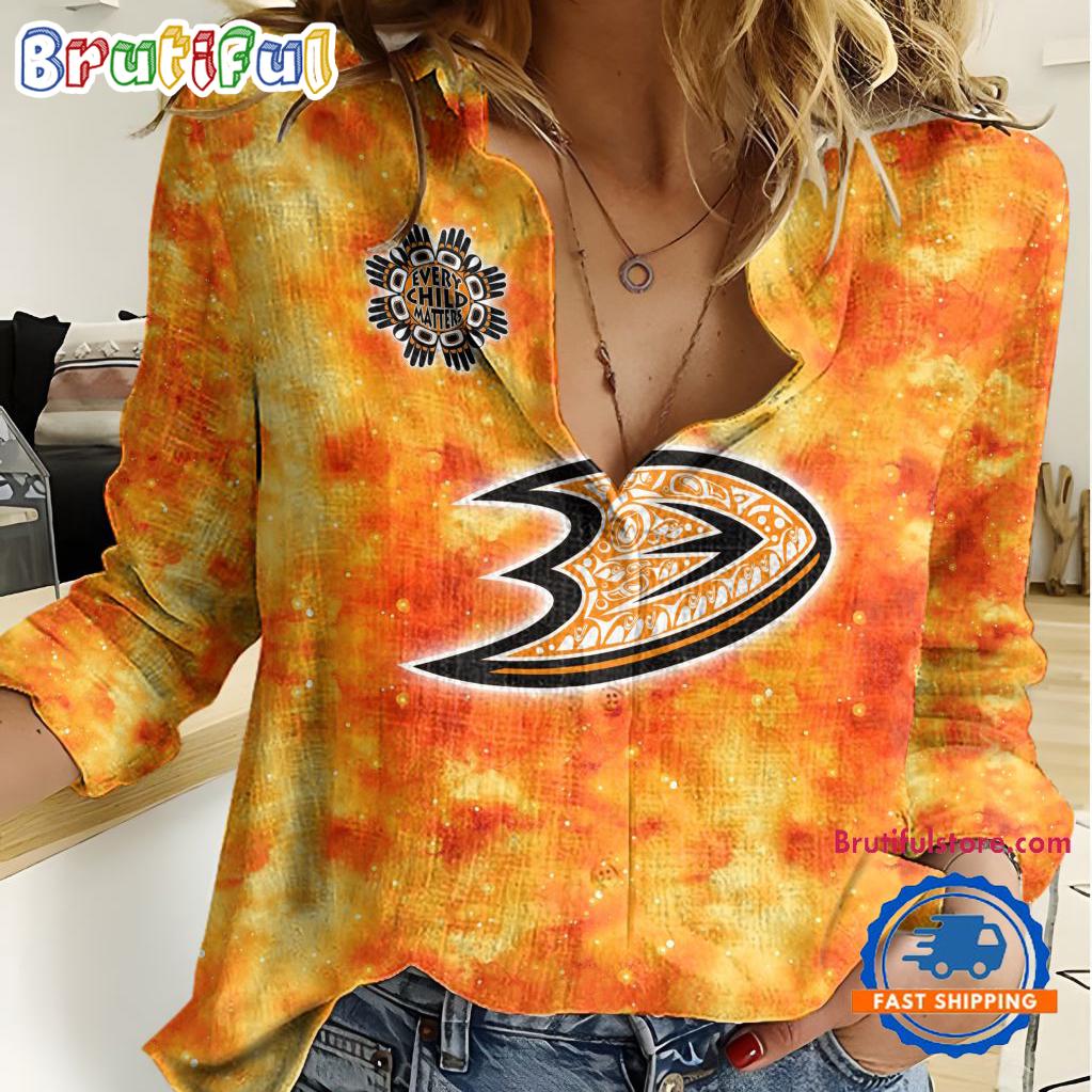 Sportswearmerch Anaheim Ducks NHL Hockey Women's Casual Shirt For Fan