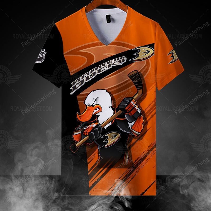 Sportswearmerch Anaheim Ducks NHL Personalized V-neck Women T-shirt For Fan