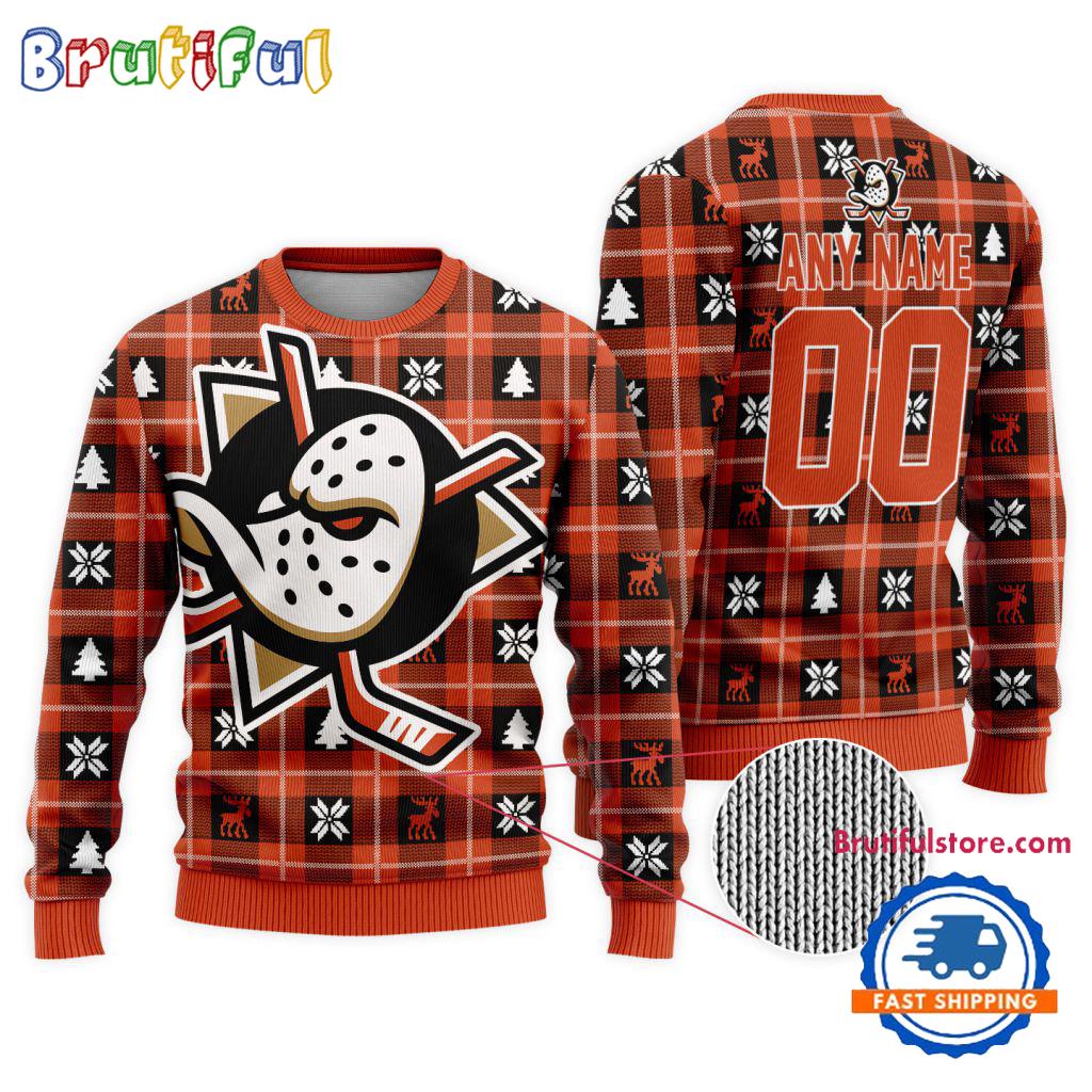 Sportswearmerch Anaheim Ducks NHL Snow Tree Personalized Christmas Sweater For Fan