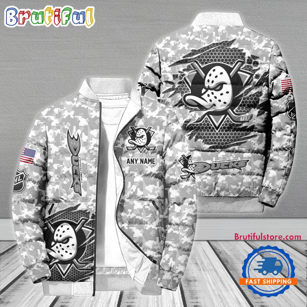 Sportswearmerch Anaheim Ducks NHL Special Camo Honor Veterans Puffer Jacket For Fan