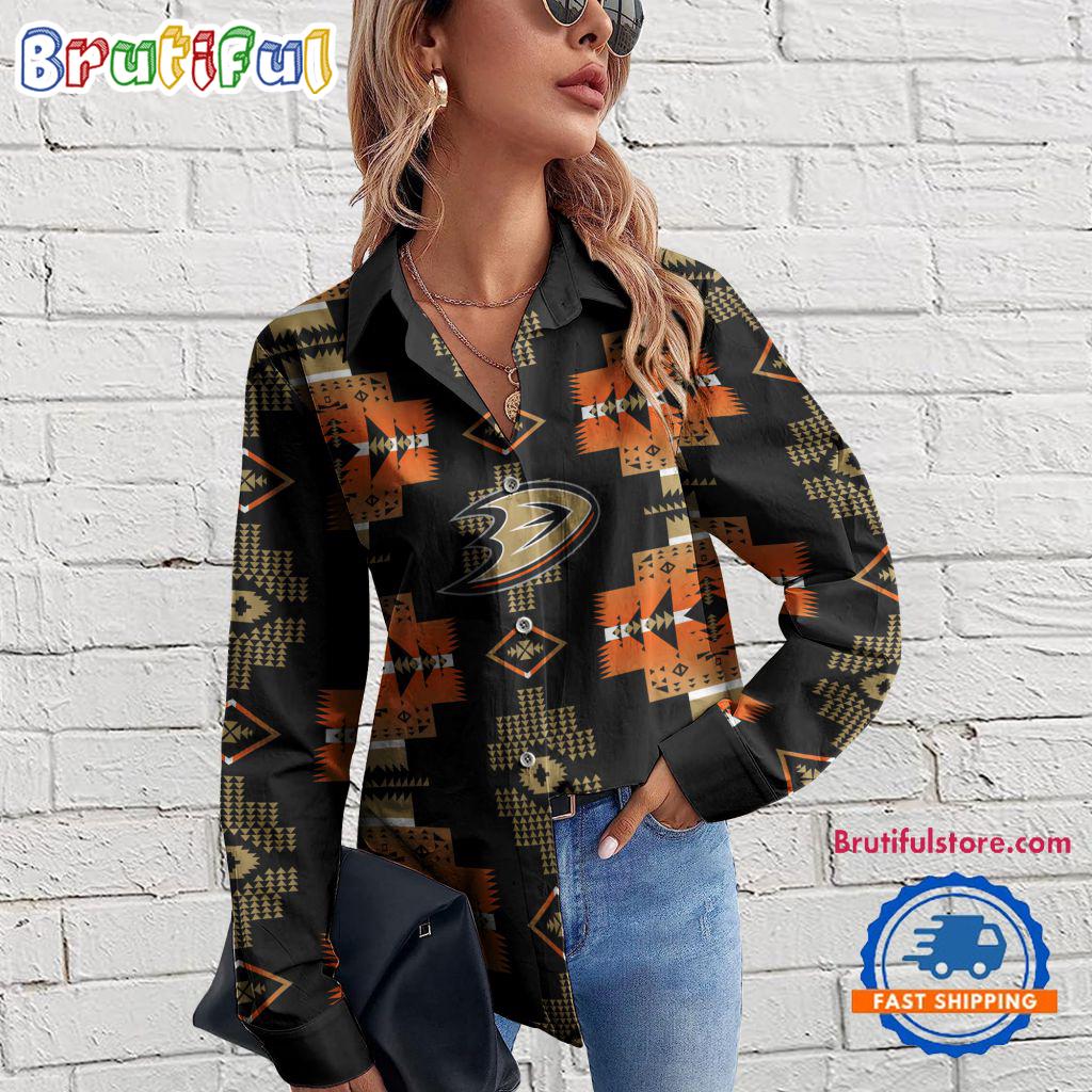 Sportswearmerch Anaheim Ducks NHL Special Native American Women's Casual Shirt For Fan
