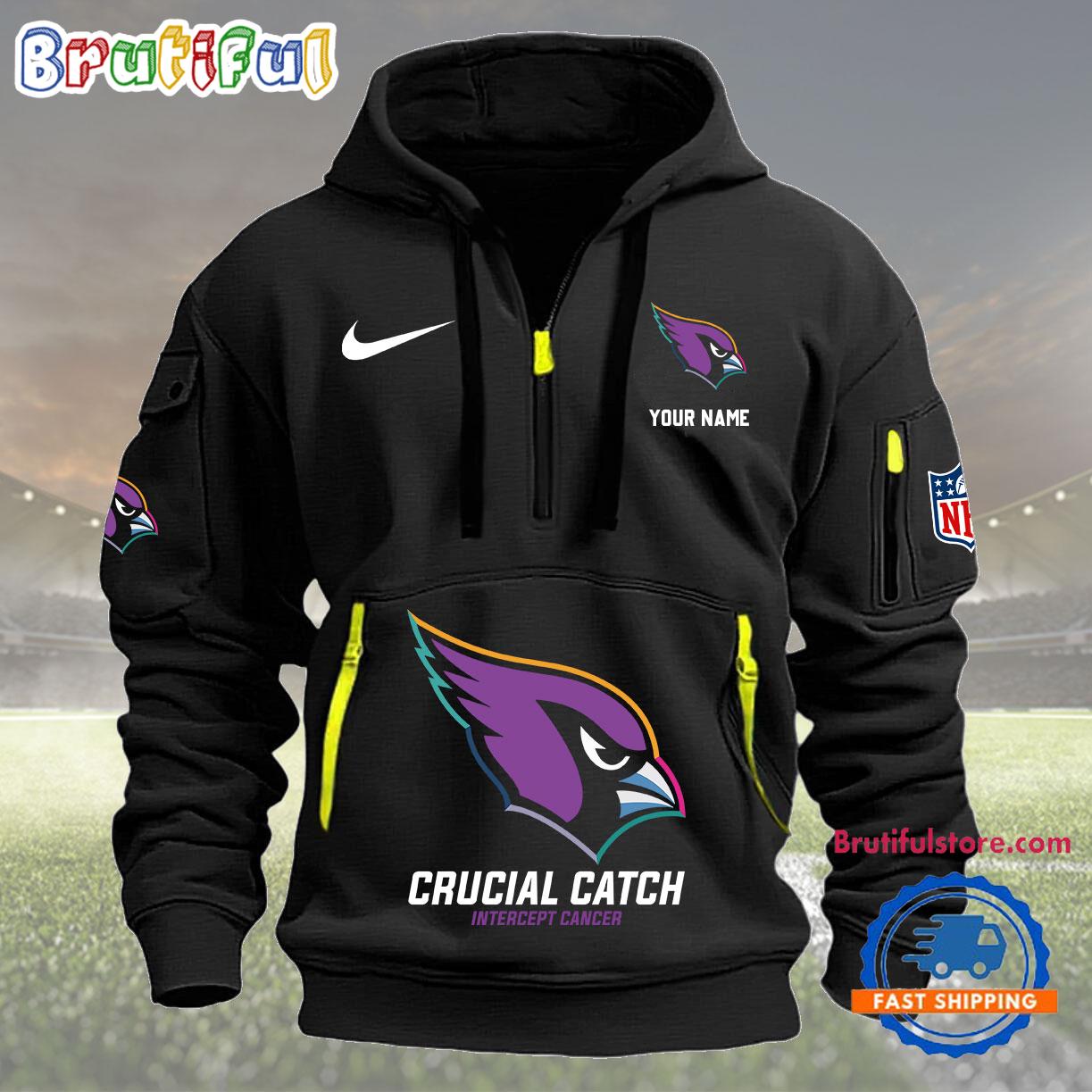 Sportswearmerch Arizona Cardinals NFL 2024 Crucial Catch Half Zip Hoodie For Fan