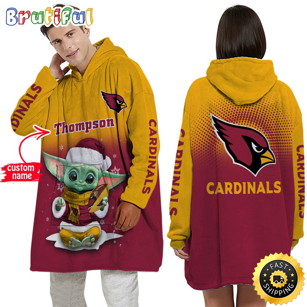 Sportswearmerch Arizona Cardinals NFL Baby Yoda Lover Personalized Blaket Hoodie For Fan