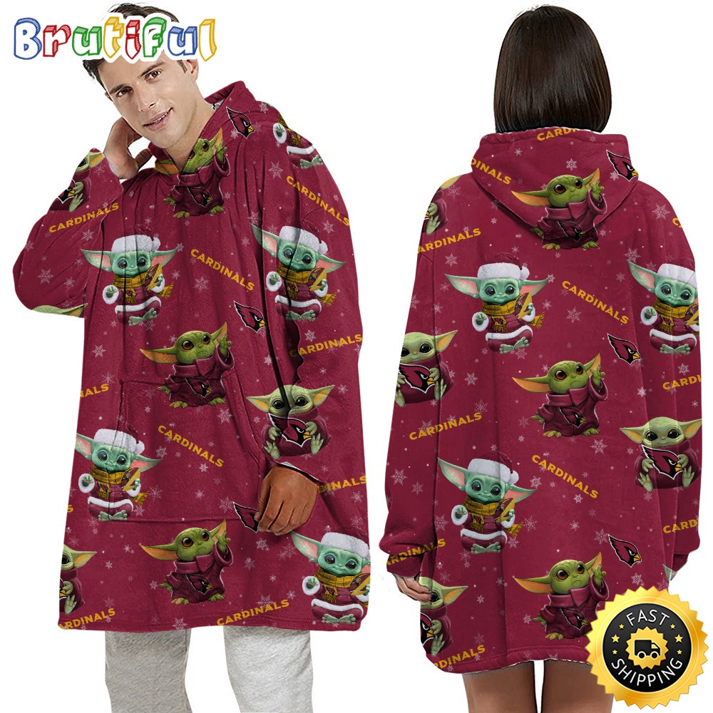 Sportswearmerch Arizona Cardinals NFL Baby Yoda Personalized Blaket Hoodie For Fan