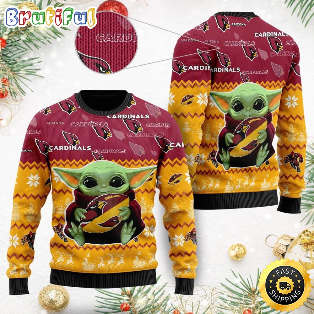 Sportswearmerch Arizona Cardinals NFL Baby Yoda Personalized Christmas Sweater For Fan