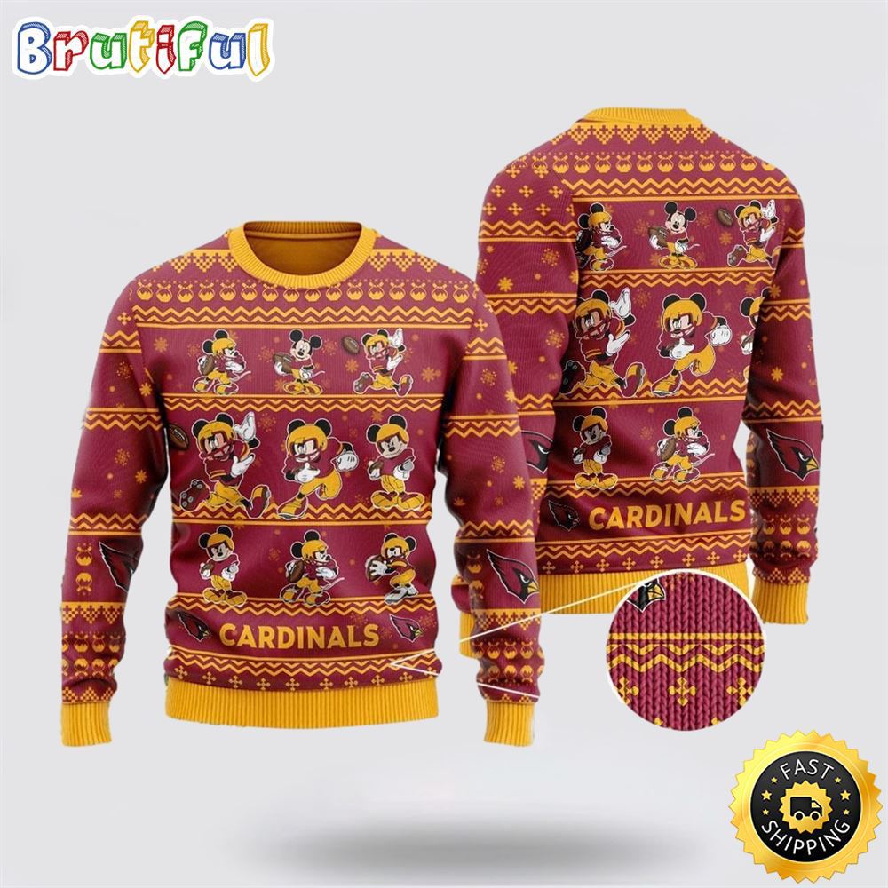 Sportswearmerch Arizona Cardinals NFL Captain Mickey Mouse Christmas Sweater For Fan