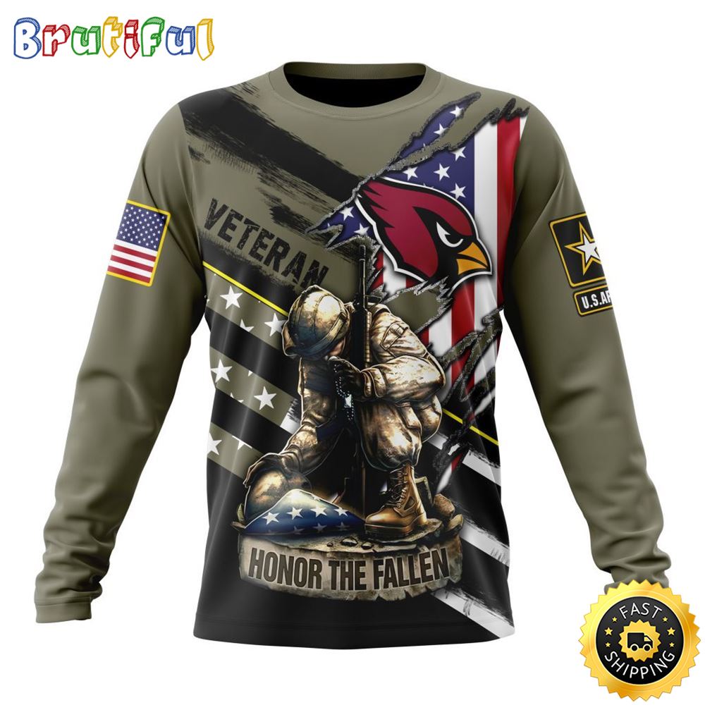 Sportswearmerch Arizona Cardinals NFL Crewneck Honor Veterans Kneeling Soldier Personalized Sweater For Fan