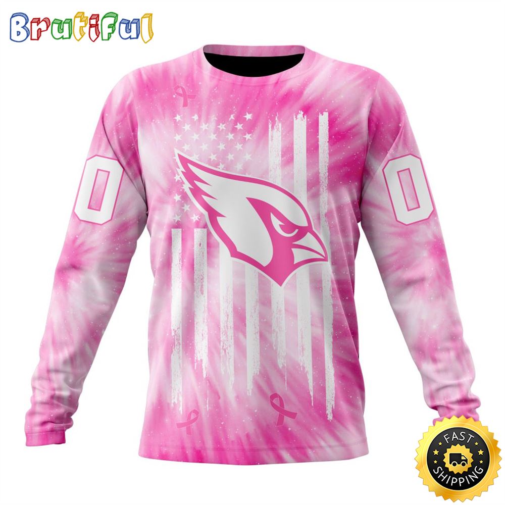 Sportswearmerch Arizona Cardinals NFL Crewneck Pink Tie-Dye Personalized Sweater For Fan