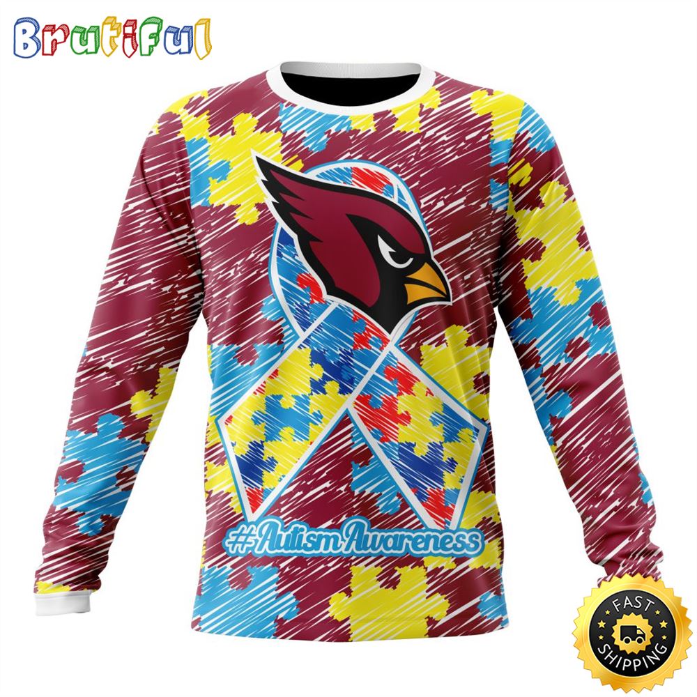 Sportswearmerch Arizona Cardinals NFL Crewneck Puzzle Autism Awareness Personalized Sweater For Fan