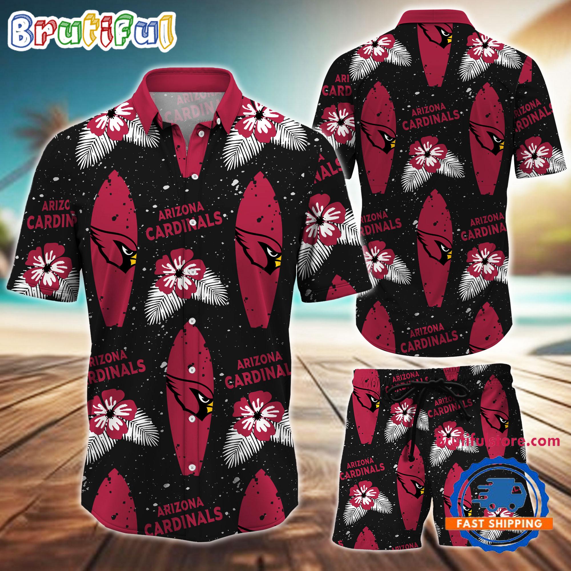 Sportswearmerch Arizona Cardinals NFL Flower Pattern Personalized Set Short Set For Fan