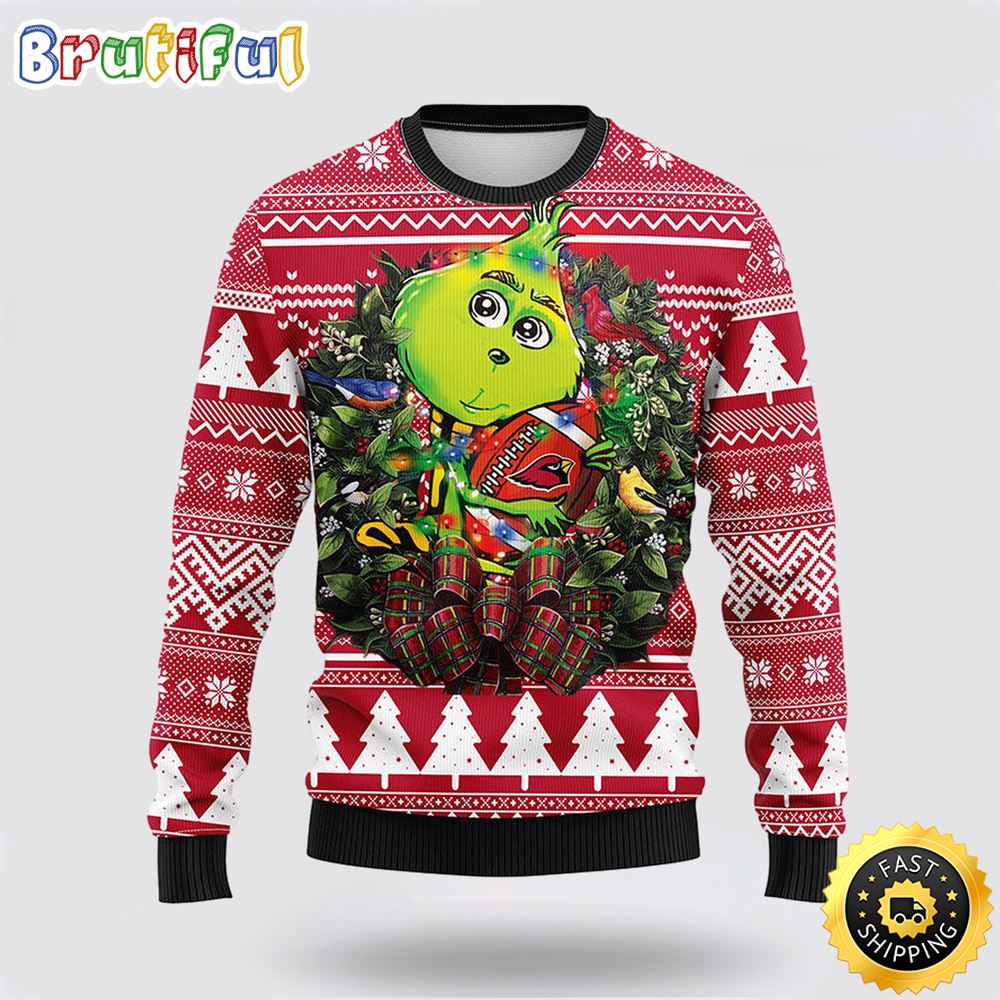 Sportswearmerch Arizona Cardinals NFL Grinch Hug Ugly Christmas Sweater For Fan