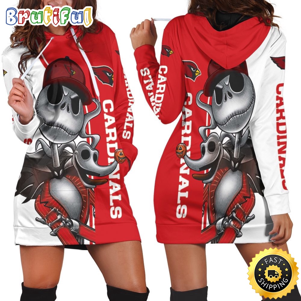 Sportswearmerch Arizona Cardinals NFL Jack Skellington And Zero Hoodie Dress For Fan