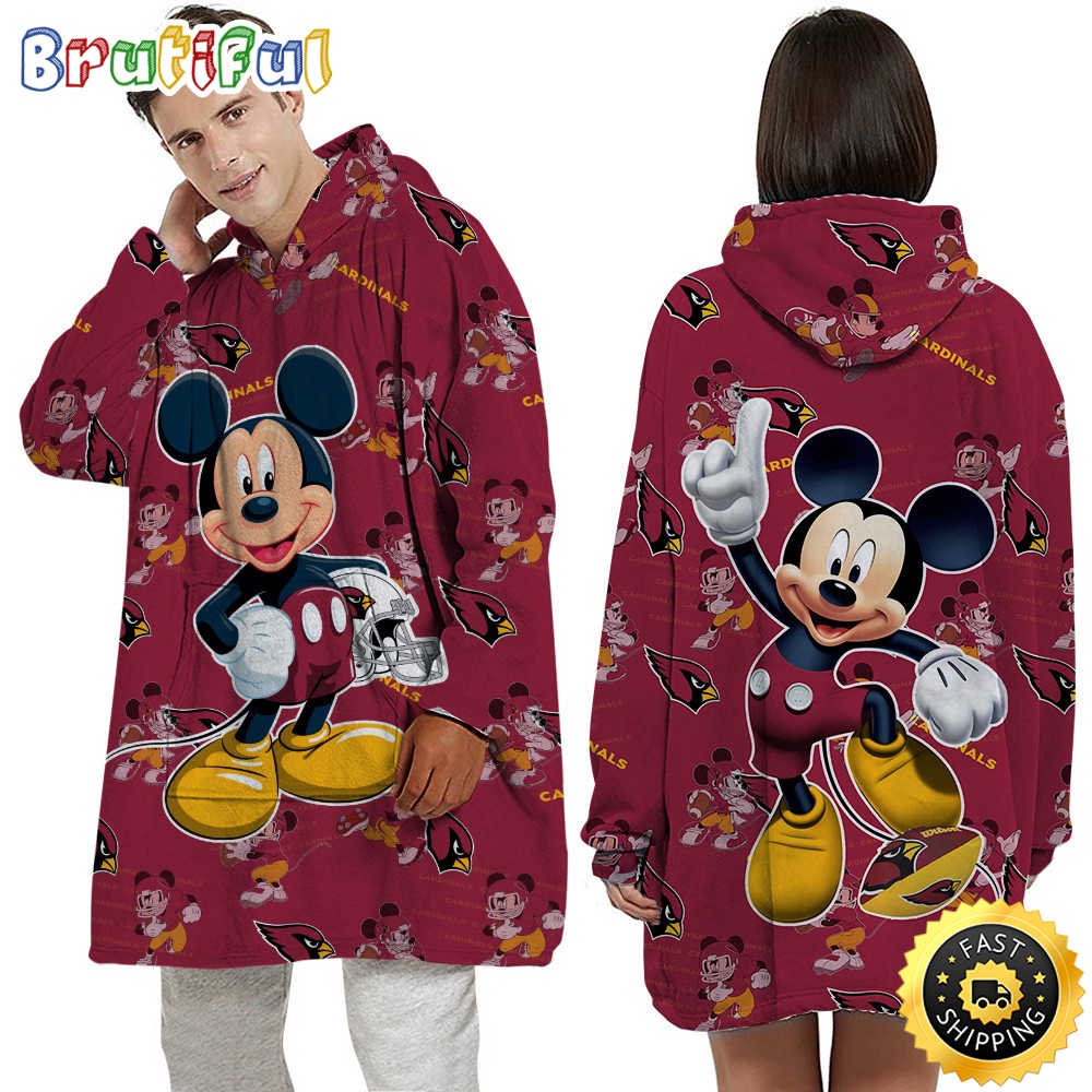 Sportswearmerch Arizona Cardinals NFL Mouse Lover Personalized Blaket Hoodie For Fan