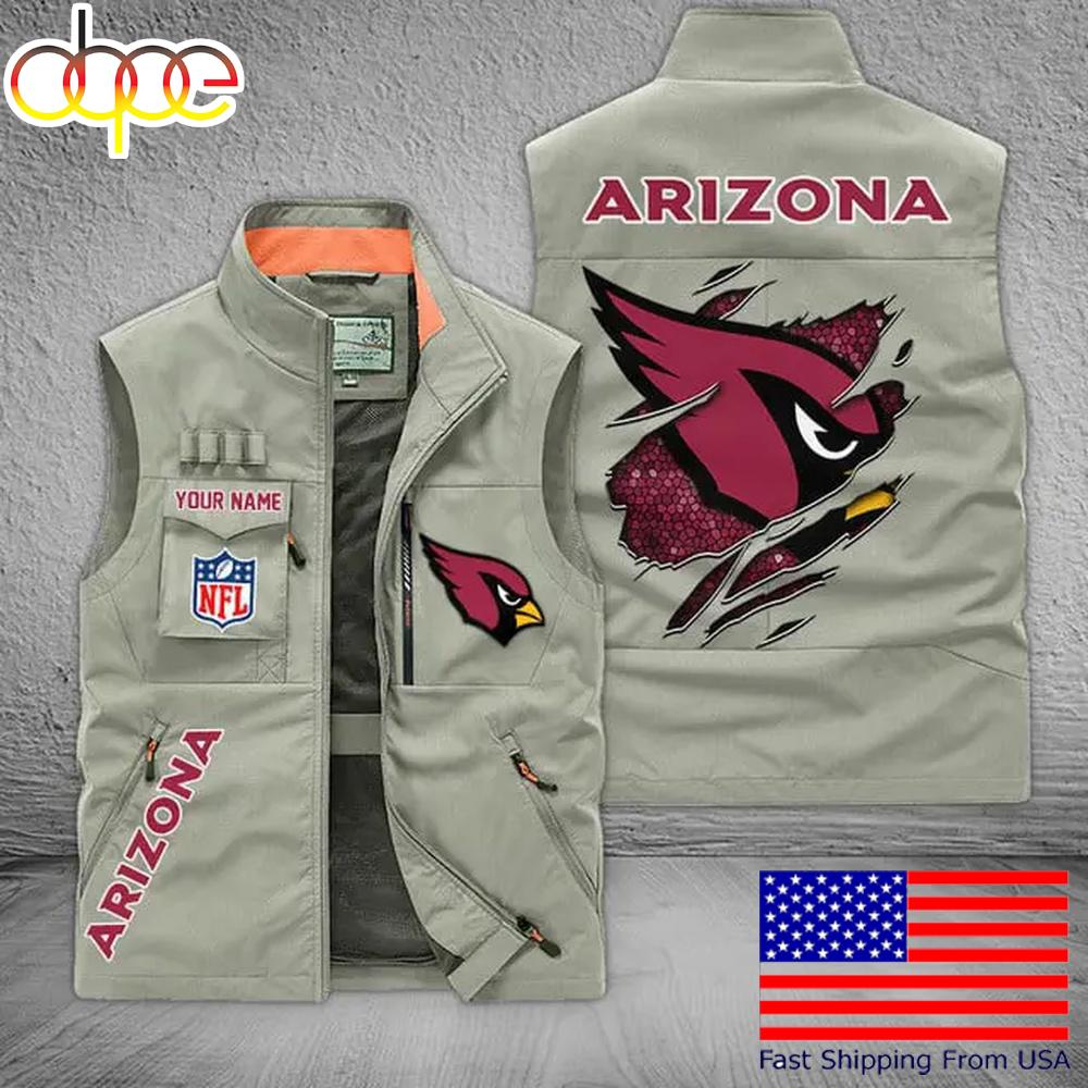 Sportswearmerch Arizona Cardinals NFL On Back Personalized Pocket Vest For Fan