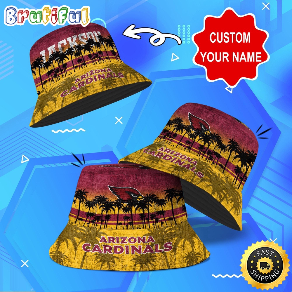 Sportswearmerch Arizona Cardinals NFL Palm Tree Personalized Bucket Hat For Fan