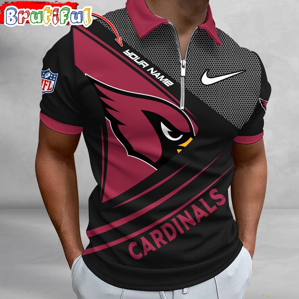 Sportswearmerch Arizona Cardinals NFL Personalized Zip Polo Shirt For Fan