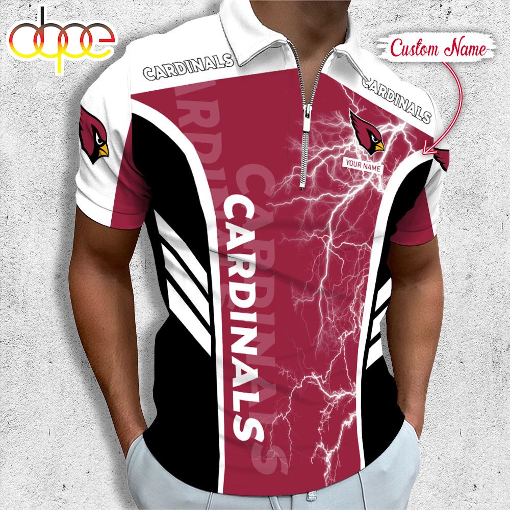 Sportswearmerch Arizona Cardinals NFL Personalized Zip Polo Shirt For Fan
