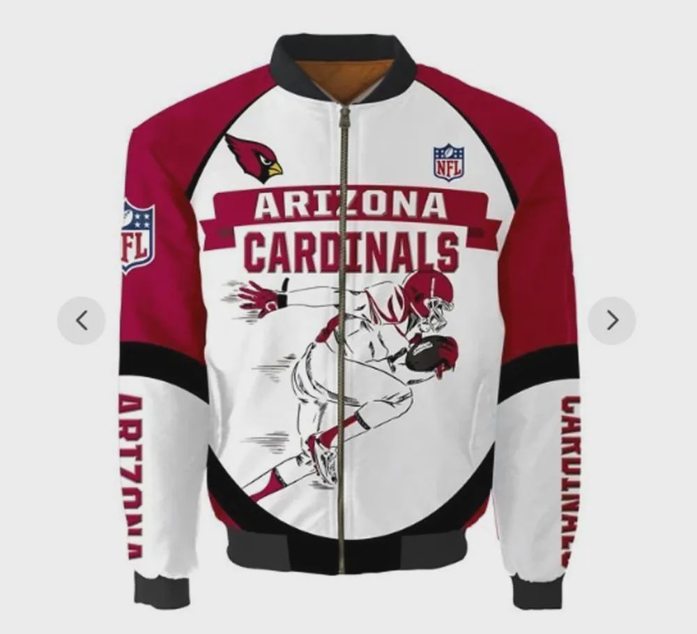 Sportswearmerch Arizona Cardinals NFL Players Running Pattern Bomber Jacket For Fan