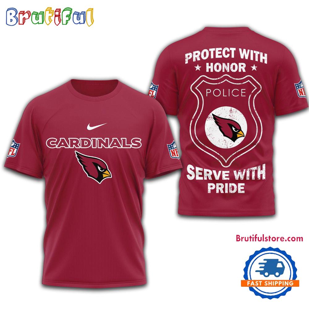 Sportswearmerch Arizona Cardinals NFL Protech With Honor Police Serve T-Shirt For Fan