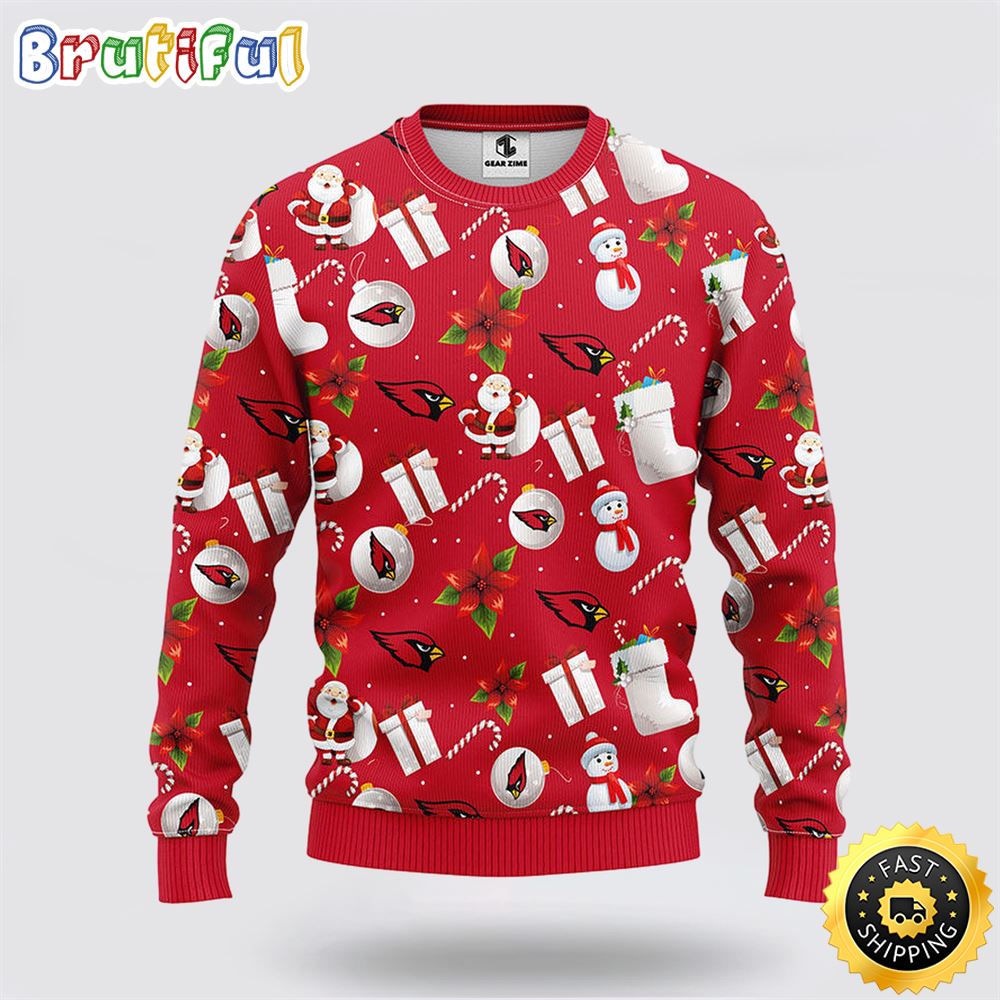 Sportswearmerch Arizona Cardinals NFL Santa Claus Snowman Ugly Christmas Sweater For Fan